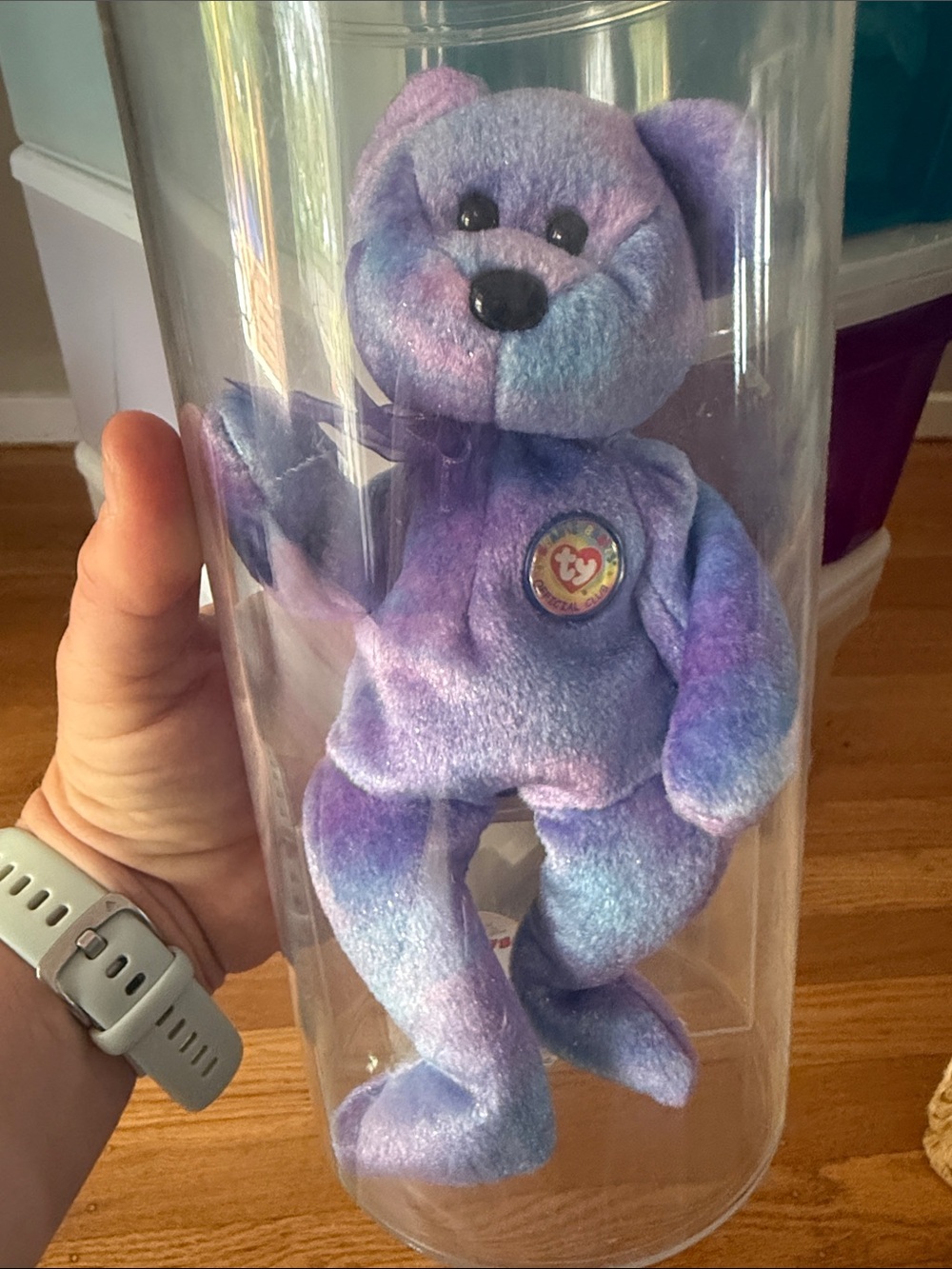 Ty Beanie Baby Clubby IV “official club” NWT stored in plastic cylinder